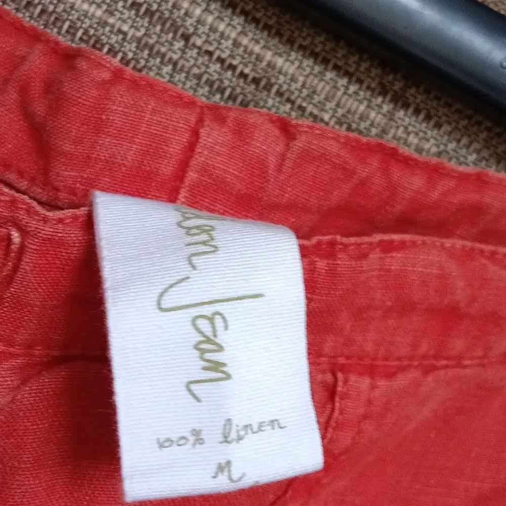 Linen Pants Wide Leg Color Brick Red